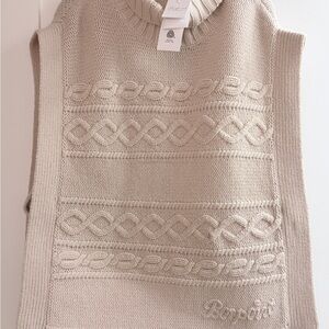 Bonpoint Beige Cowl Neck vest sweater girls wool sz10